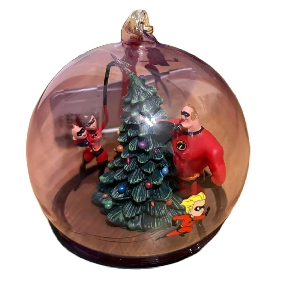 Disney Parks Incredibles Glass Globe Sketchbook Christmas Ornament New